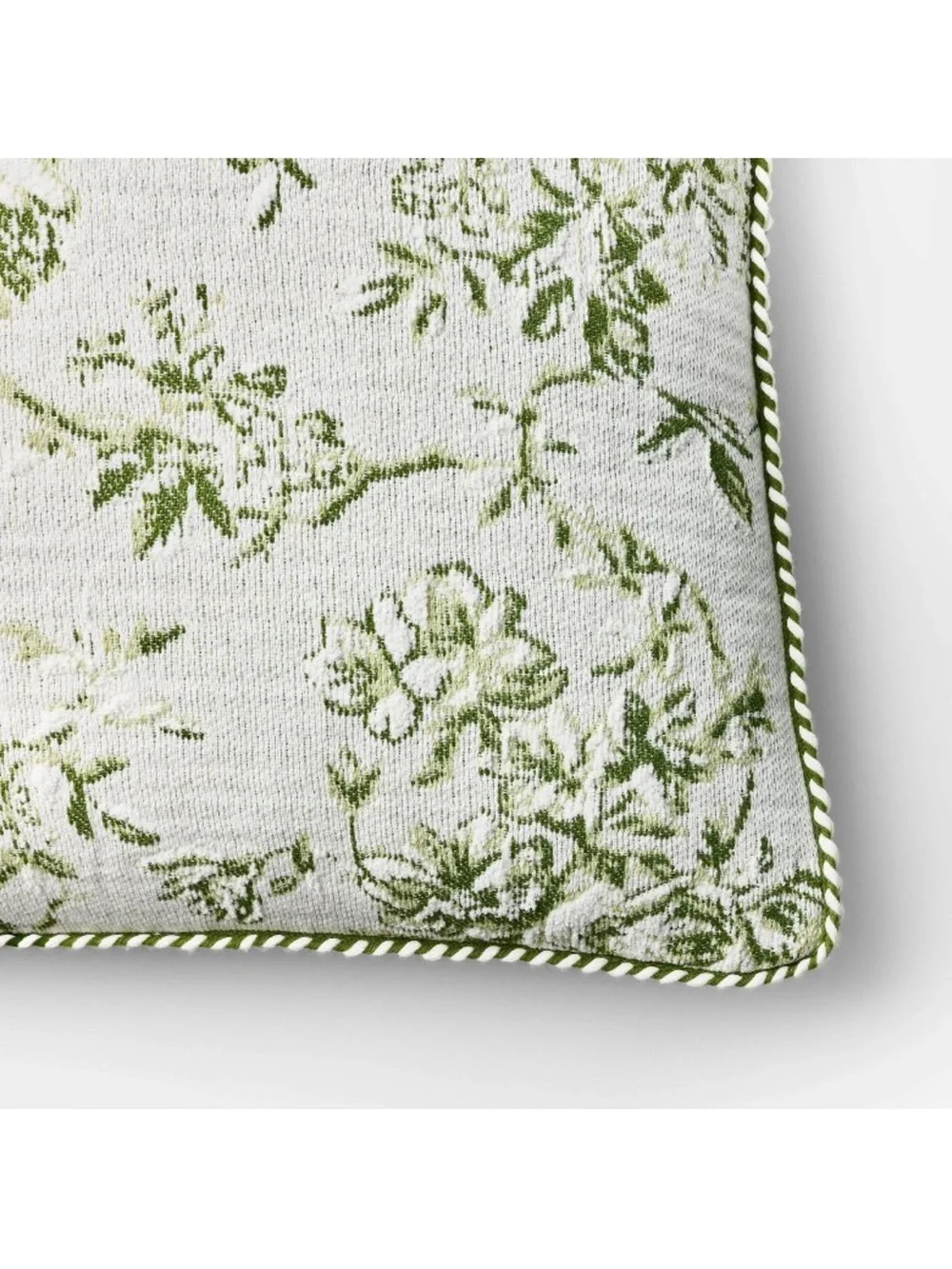 Studio McGee 24” Square Floral Jaquard Accent Pillow Green